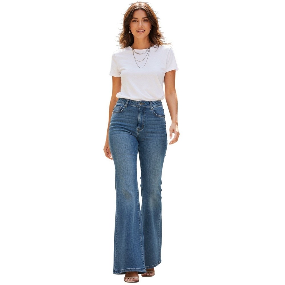 STS‎ Blue NWT Pull On Flare Jeans 27x32T High Rise Stretch Denim Boho Retro $68